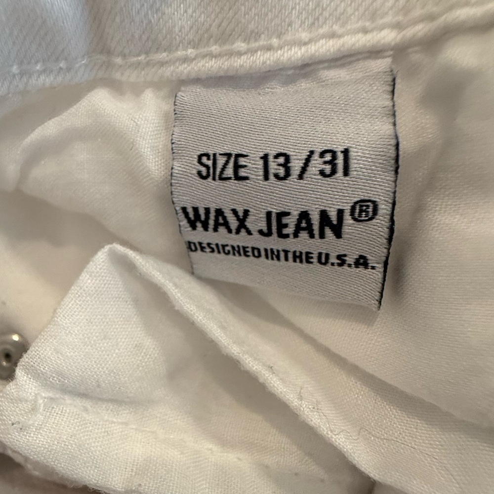 Wax Jeans White Wash Distressed Denim Butt I Love You Fit, Women’s 13 / 31 - Picture 5 of 6